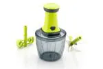 GRECY ABS Plastic Push Chopper for Kitchen, Vegetable Chopper 950 ML (6 Steel Blade + Whisker Chopper, 950 ML, Green)