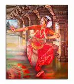 Tamatina Multicolor Art Bharatnatyam Classic Indian Unframed Art Canvas Painting - 36X30 Inch