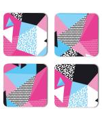 Whats Your Kick Pattern Design Pink And Black Pattern Design Printed Set of 4 Coaster With Metal Stand
