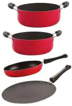 Nirlon 4 pcs of Red and Black Non-stick Kitchen Cooking Utensil Combo Set