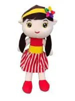 FUN CITY TOYS Cute Sizuka RED Doll Polyfill Washable Cuddly Soft Plush Toy for Kids Girls Childs Best of Birthday Surprise Gifts 35cm