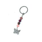 Astroghar Multicolor Rhodochrosite Rose Quartz Pink Tiger Eye Relationship Crystal Key Chain