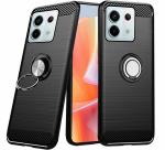 Unistuff Back Case Cover for Redmi Note 13 Pro 5G with Magnetic Kickstand | Premium Matte Finish | Camera Bump Protection | Rubberized Ring Cover - Night Black, 78537