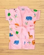 THE LITTLE LOOKERS Swimming Bath Gown/Bath Robe/Bathing Accessories/Bathing Essentials for Kids/Baby Boys & Baby Girls in Attractive Prints (Bunny Pink, 1-2.5 Years(Medium))