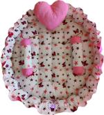 Babysparsh Cotton Baby Bed Sized Bedding Set (Pink and White)