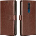 Slugabed Flip Cover Back Case for Oppo F11 Pro | Leather Finish | Inbuilt Stand & Pockets | Wallet Style Flip Back Case Cover for Oppo F11 Pro (Brown)