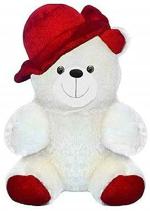 LVS TOYS White in Red Cap Teddy Bear Soft Toy for Kids Playing Teddy Bear in Size of 30 cm Long  (White, Red)
