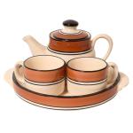 Kraftmania Ceramic Kettle and Cup Set 1 Kettle 1 Plate and 2 Cup Heat Resistant Kettle Capacity 425 ml and Cup Capacity 110 ml