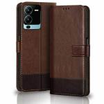 Jotech Dual Colour Flip Cover for Vivo V25 Pro 5G - Brown&Coffee