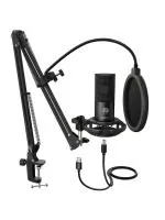 Fifine T669 Black Metal Condenser USB Microphone Kit with Adjustable Scissor Arm Stand Shock Mount for PC and MAC Only
