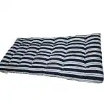 NEXTGO Cotton Mattress Tufted Soft Rui Gadda Foldable Gadi Tri Fold for Floor & Bed Color Blue - White Striped (Single Bed 36 x72 x 3'' inch)