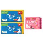 niine Naturally Cottony Soft (XL, XL+) Ultra-Thin Day & Night Protection - Combo of 3 Sanitary Pad (Pack of 51)