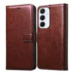Casotec Flip Cover Back Case for Samsung Galaxy A35 5G | Premium Leather Finish | Inbuilt Pockets & Stand | Flip Cover Back Case for Samsung Galaxy A35 5G (Brown)