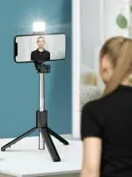 BOPUD Selfie Stick with LED Fill Light Phone Tripod Stand with Bluetooth Wireless Remote. selfie stick ,selfie stand ,tripod .