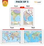 GO WOO Combo of 2 | 2 IN 1 INDIA POLITICAL ,PHYSICAL MAP IN ENGLISH & WORLD POLITICAL & MORE CHARTS