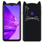 Fastship Colour Cute Girlish Soft Silicone Cat Ear Meow Back Cover Case for Realme RMX1922 / Realme X2 - Black