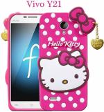 Aviaaz Vivo Y21 Hello Kitty Pink Rubber, Silicon Back Cover