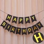AMFIN (6 inch) Happy Birthday Banner Bunting Flag / Banner for Birthday / Birthday Decoration Material - Black