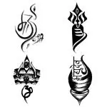 Temporary Tattoowala God Shiva Black Shivling Designs Combo Pack of 4 Temporary Tattoo Sticker For Men and Woman Temporary body Tattoo
