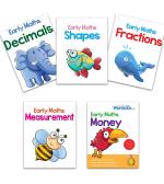 Set of 5 Early Maths Learning Books covering Decimals, Fractions, Measuring, Money & Shapes Pegasus Product Bundle 104 Pages