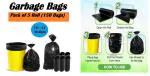 Hetopeto Garbage Bags - Strong and Durable Trash Bags for Home and Office | Go Black Medium 19 Inch X 21 Inch (Black Colour 1 Set 30 Pieces - 150 Pcs,) Total 5 Sets