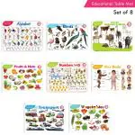 Jolly Kids Picture Learning Educational Table Mat Hardcover by Jolly Kids (Set of 8)