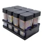 KARP Spice Storage Jar Masala 8 Pcs Set Container Masala Box for Kitchen 125 ml Capacity -Black