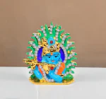 Adhvik HHRI0344-11 Kahna/krishna Face with Flute/basuri Idol (Mini Mayurpankh Krishna St/828) Multicolor Metal God Stand for Home Décor/car Dashboard/temple Puja/office Table Showpiece