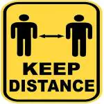 Asmi Collections 22 cm Keep Distance Sign Self Adhesive Sticker (Pack of 1) | Wall Sticker | waterproof wall sticker