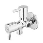 WATERMAN Aria Angle Cock 2in1 Brass Tap, 2 Way Angle Valve For Bathroom, Health Faucet, Toilet, Jet Spray, Washing Machine