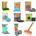 Pranay's Kleanup Combo Mix Cleaning Steel Scrubber,Sponge,Wiper,,Wipe,Loofah,Steel Pad,Green Pad