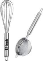 Niyara Enterprise Premium quality kitchen tools Stainless steel Whisker Whisk Blender Beater, Coffee Milk Tea Strainer Kitchen Tool Set (Multicolor)