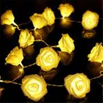 X4Decor Gorgeous 14 LED Rose Flower String Lights - Create a Charming Ambience for Any Occasion Transform Your Space into a Fairyland Perfect for Indoor and Outdoor Lighting (Warm White Pack Of-1)