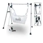 MamaLaps Premium Automatic Baby Cradle Kit | SS Folding Cradle Kit | Mild Steel Automatic Ghodiya Kit - Black (Cradle not Included)
