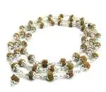 Shivoham Premium Quality 5 Mukhi Rudraksha Mala Silver Cap Wood Necklace