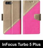 Sbms Infocus Turbo 5 Plus Pink Artificial Leather Shock Proof Flip Cover