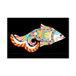 Tamatina Multicolor Kalamkari Art Colorful Fishes Traditional Art Canvas Painting - 13X9 Inch