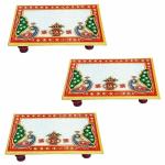 Handicraft Kingdom Marble Chowki for God Idols Pack of 3