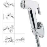Imaashi ABS Plastic Toilet Hand Shower Jet Spray Health Faucets - Complete Set with Shower Hose and Wall Stand Chrome Finish