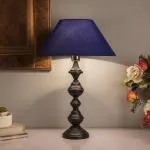 Homesake Nordic waterdrop matt black table lamp with blue shade