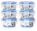 RJ ROJENO Plastic 4Side Locked Airtight Foodgrade Round Container 100 Ml (Set of 6)