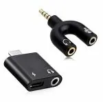 LIMESHOT Audio Stereo Y-Splitter Adapter, Male to 2 Port Female with 2-in-1 USB for Earphone and Smartphone