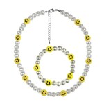 SHILPMART Smiley Face Jewelry Set for Kids, Pearl Necklace and Earrings Gift Set