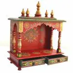 Kamdhenu Art And Craft N Red Engineered Wood Temple Home Pooja Mandir Mandap
