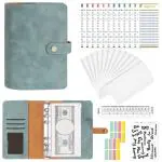 Hasthip Blue File Folder Ring Binder Notebook Set Clip With 12 Envelopes 2 Label Stickers, 1 Ruler, Stationery Supplies