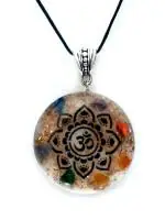 Astroghar Power Urja Om Symbol Multi Crystal Chakra Orgone Pendant For Men And Women