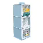 ZOVIRA Hanging Organizer 3 Shelves Pvc Wardrobe Organizer, Grey (Pack of1)