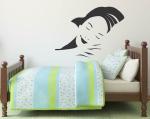 Lanstick Vinyl Black Cute Girl Sleeping Face Wall Self Adhesive Wall Sticker 28 inch