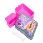 JIKARI Plastic Tiffin box Barbie Girl Design Lunch Box Cartoon Style Lunch Box for Kids Pink
