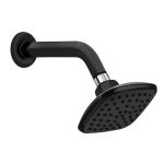 Rocio Square Shower Head for Bathroom with 9 Inch Shower Arm and Wall Flange, Wall Mount, Showerhead and Nozzel, Black Finish , 4 x 4 Inch